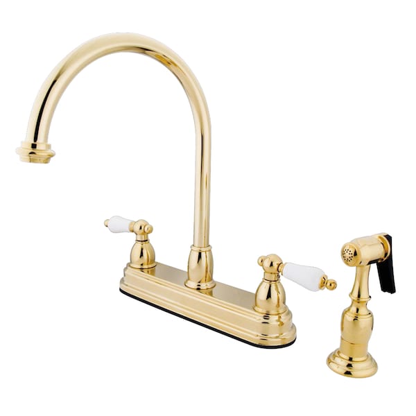 Kingston Brass Restoration Centerset Kitchen Faucet, Polished Brass KB3752PLBS - main